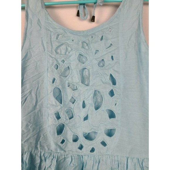 Lovers + Friends Blue Sleeveless Eyelet Tiered BOHO Top Size Medium - Picture 3 of 6